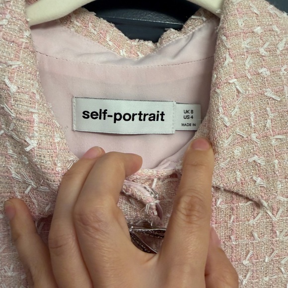 Self-Portrait Pink Boucle Midi Dress - Picture 5 of 9